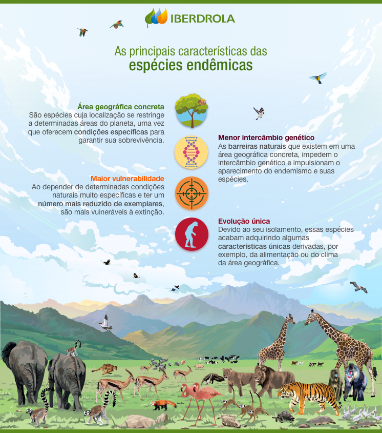 As principais características das espécies endêmicas.