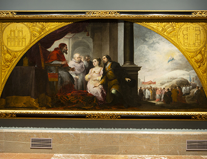 'The patrician reveals his dream to Pope Liberio' by Murillo, with LED lighting