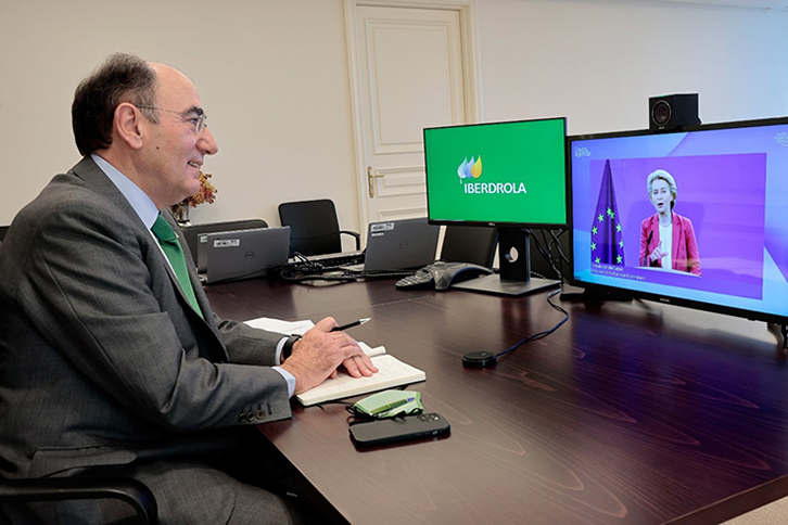 Ignacio Galán em conversa telemática com a presidente da Comissão Europeia, Ursula von der Leyen