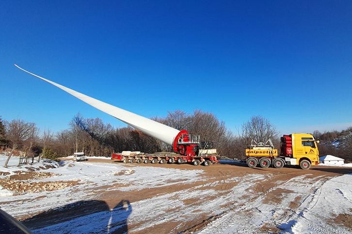 Transporte de pás com a técnica blade lifter