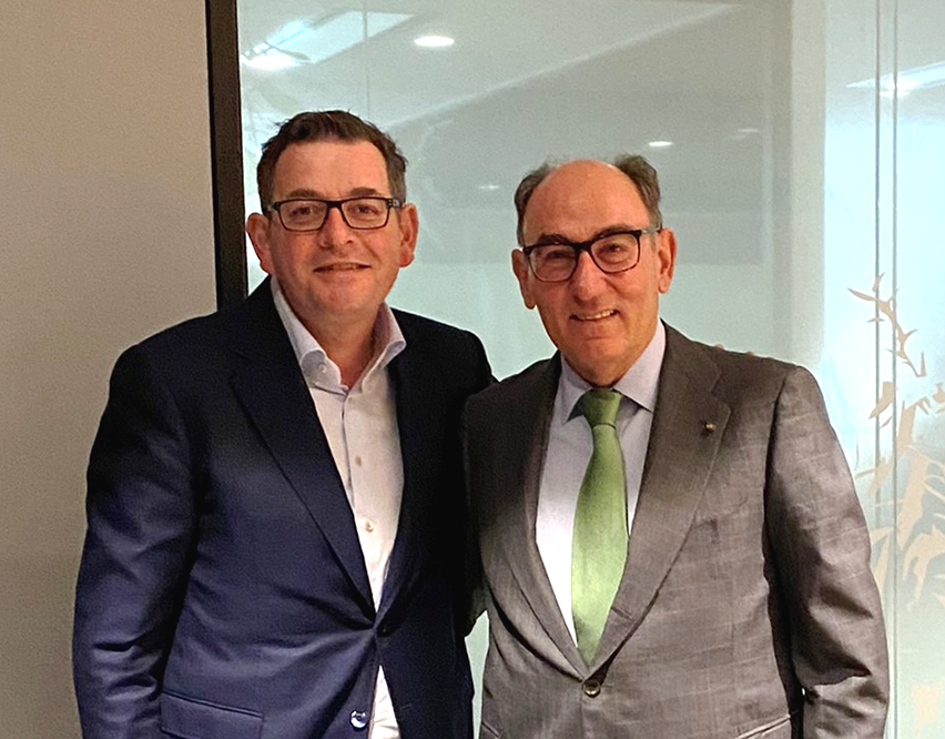 Ignacio Galán, CEO da Iberdrola, com Daniel Andrews, primeiro-ministro do Estado de Victoria, durante sua visita à Austrália