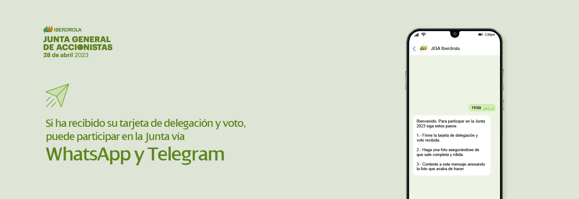 Ver vídeo sobre la participación en la Junta vía WhatsApp y Telegram