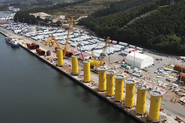 Windar transition pieces in the port of Avilés.