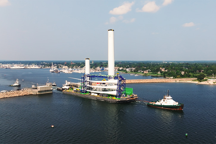 The massive components were transported by two 400-foot barges.