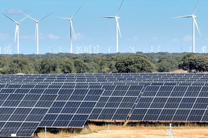 Essa instalação fotovoltaica de 74 megawatts (MW) tem mais de 120.000 módulos fotovoltaicos.