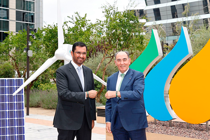 Dr. Sultan Al Jaber, ministro de Industria y Tecnología Avanzada de Emiratos Árabes Unidos (EAU), presidente de Masdar y presidente designado de la COP28 y el presidente de Iberdrola, Ignacio Galán.