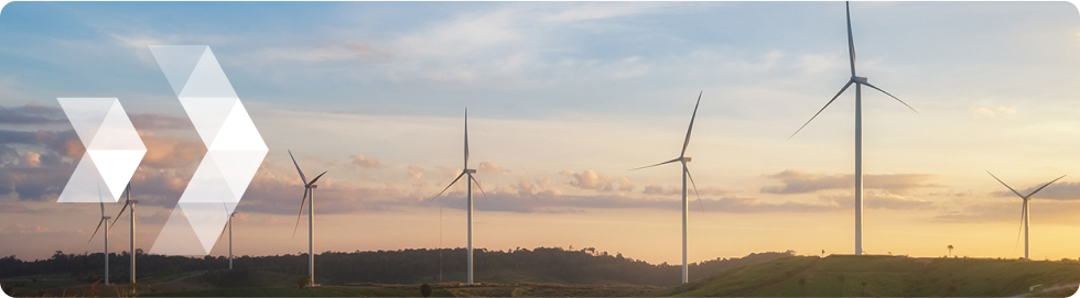 Image of an onshore wind farm with the key visual of the General Shareholders’ Meeting 2024.