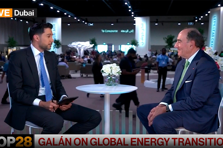 Ignacio Sánchez Galán, presidente executivo da Iberdrola, durante uma entrevista na Bloomberg TV.