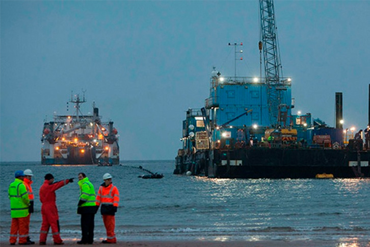 Ship used for submarine cable laying operations of the Western Link project.