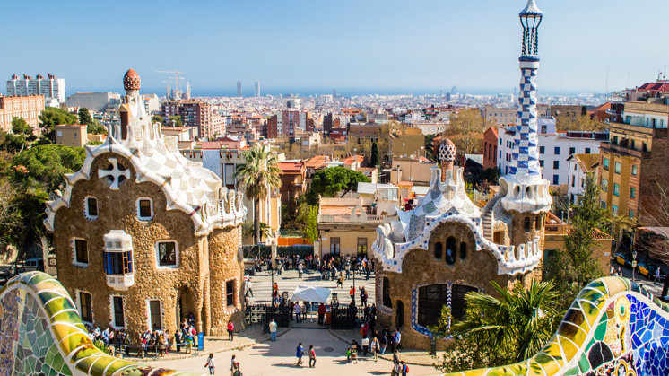 The Park Güell in Barcelona (Spain).