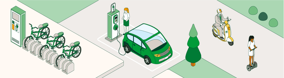 Ilustração da mobilidade elétrica