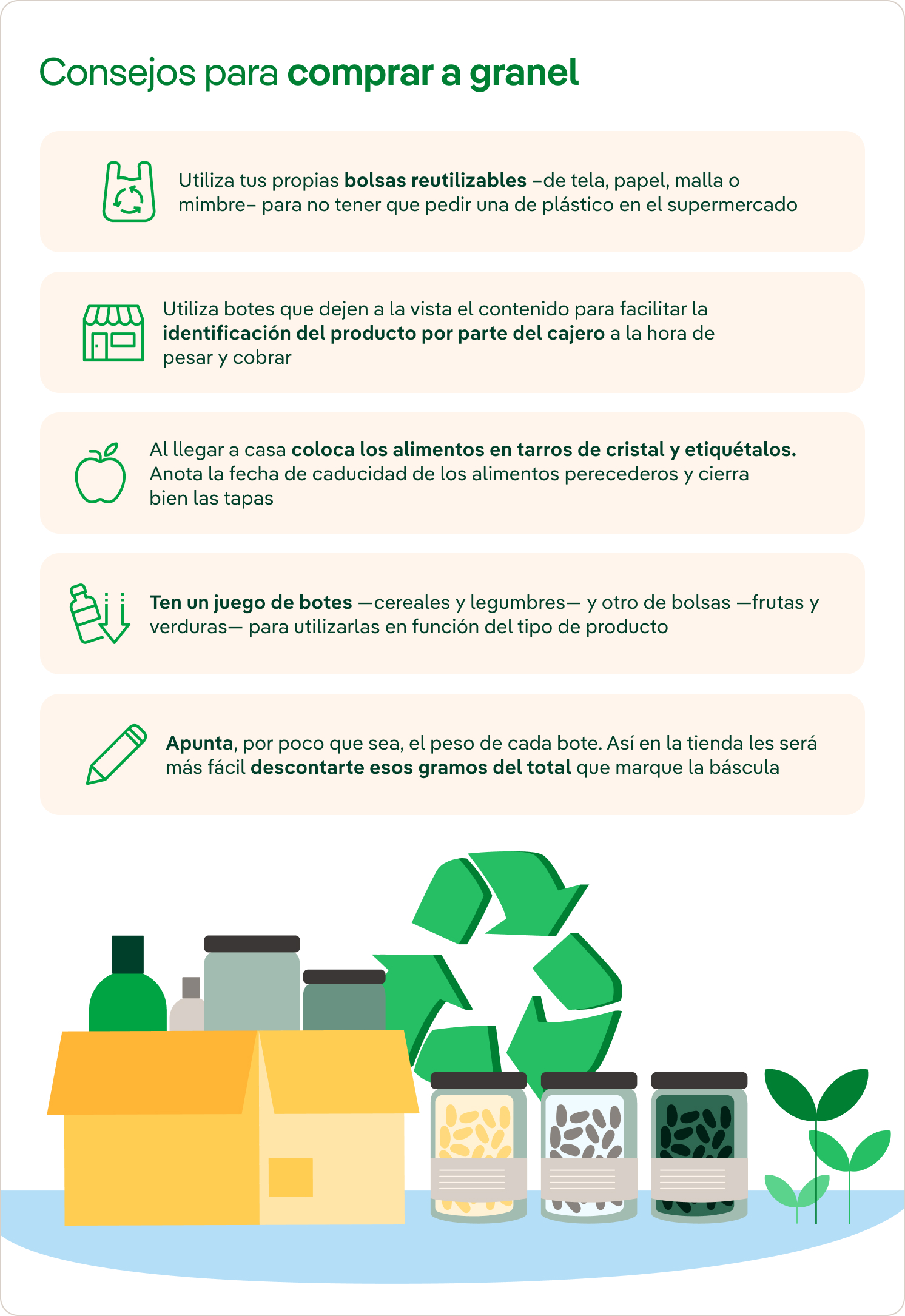 Consejos para comprar a granel.