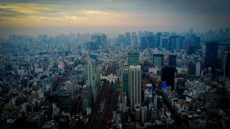 A bird's eye view of Ueno, a neighborhood in Tokyo that is home to a large percentage of the homeless population.