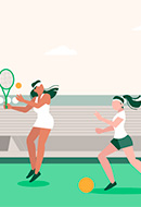 Ilustração de mulheres praticando esportes
