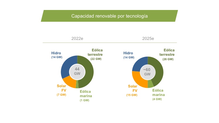 Capacidad renovable instalada por tipo de tecnología.