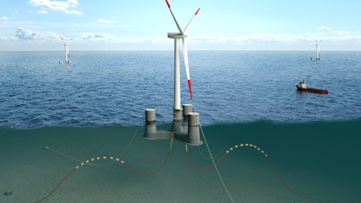  A energia eólica offshore flutuante permite instalar aerogeradores em lugares mais afastados da costa (Fonte: Flagship Project).