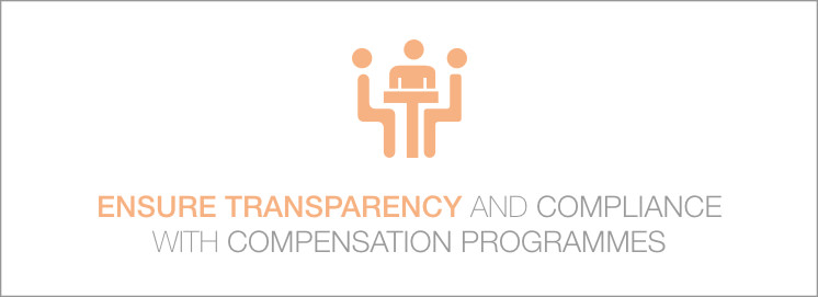 Ensure transparency and compliance with compensation programmes.