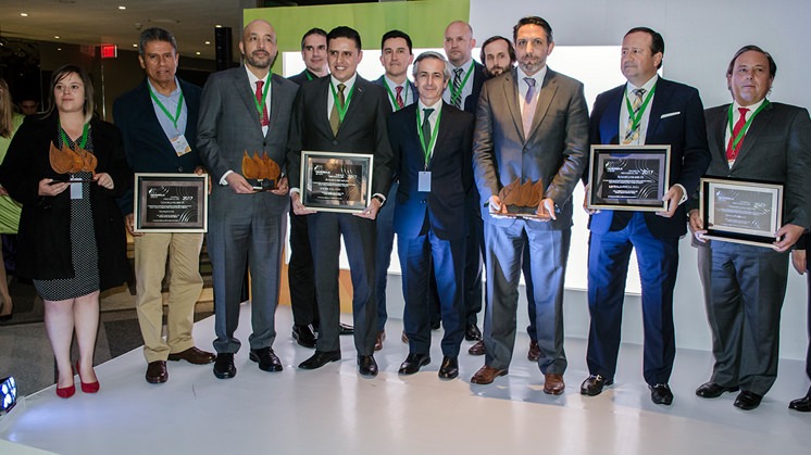 Suppliers receiving an award in Mexico during the 2017 award-giving ceremony.