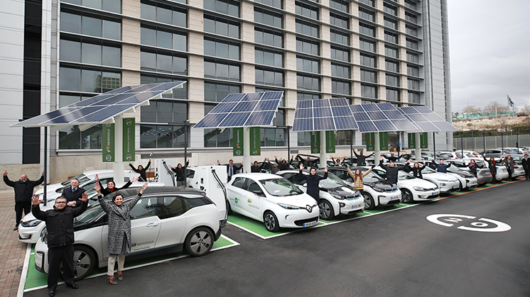 Estacionamento sustentável nos escritórios da Iberdrola em Madrid.