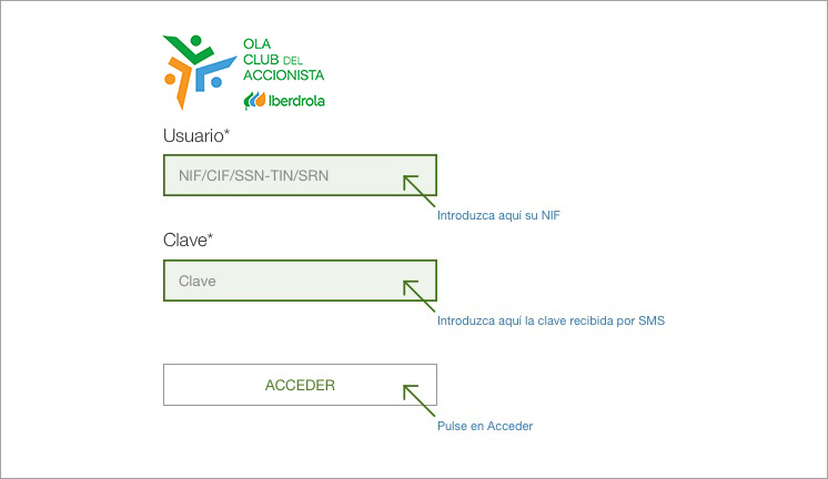 OLA Club del Accionista. Formulario.