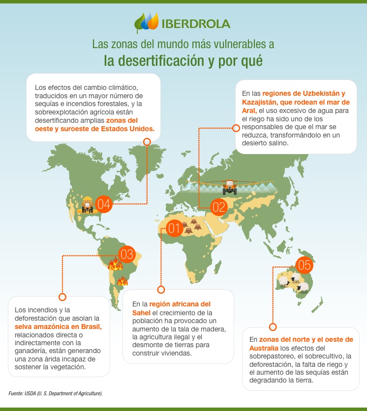 Las zonas del mundo más vulnerables a la desertificación y por qué.