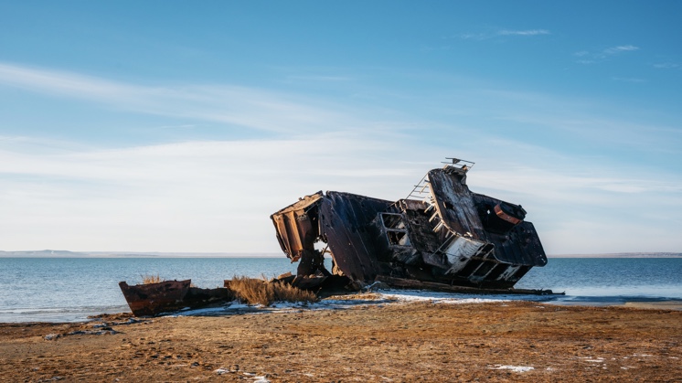 Overexploitation has turned the Aral Sea into a salt desert.