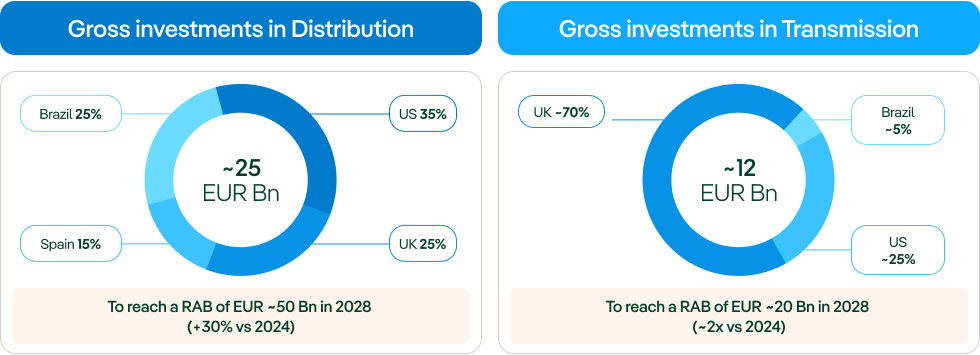 Gross investment in distribution and transmission for 2029