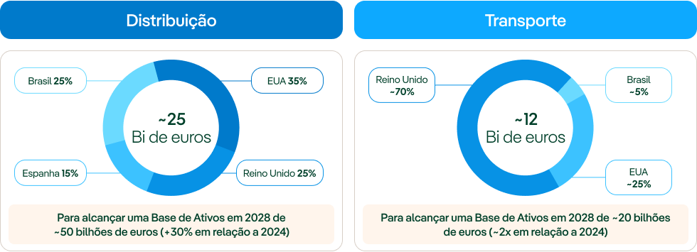 Gráfico de inversión en redes de distribución y transporte para 2029
