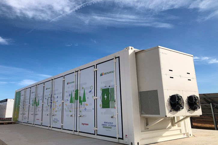 Bateria de armazenamento de energia em Campo Arañuelo, na Espanha.