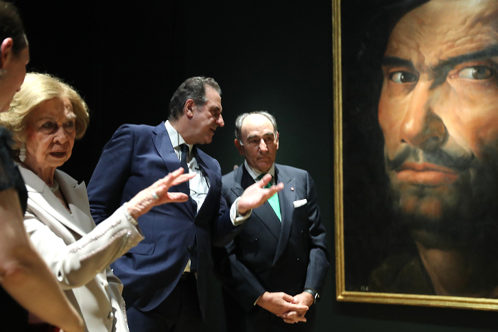 Ignacio Galán, presidente de Iberdrola, junto a la Reina Sofía en la inauguración de la exposición de Francisco de Zurbarán en la National Gallery, de Londres.