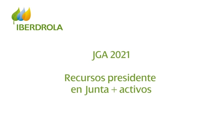 Imágenes del Presidente de Iberdrola, Ignacio Galán y del Secretario General del Consejo de Administración de la Compañía durante la celebración de la Junta General de Accionistas. Después, sucesión de imágenes de diferentes instalaciones de energías renovables en tierra y mar, hidrográfica. Imágenes de construcción de un aerogenerador. Diferentes imágenes de Redes e infografías de futuros instalaciones para la creación de Hidrógeno Verde