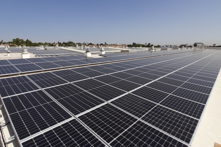 Photovoltaic panels installed by Iberdrola in an industry.