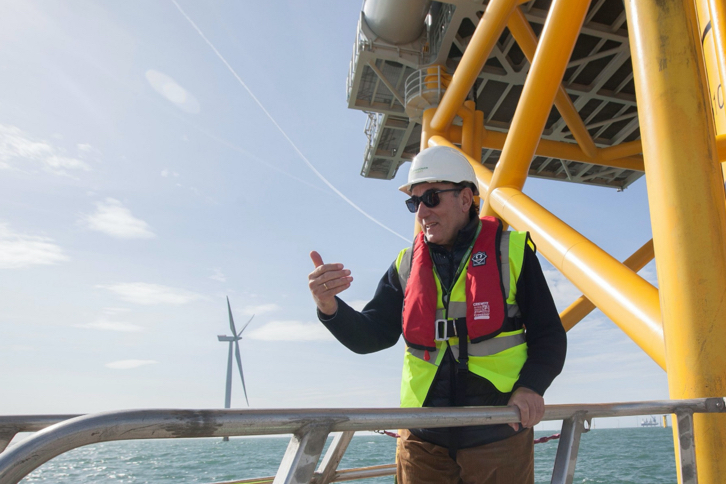 El presidente de Iberdrola, Ignacio Galán, en uno de los parques eólicos de la compañía.