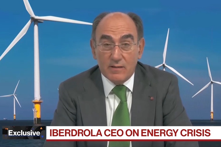 El presidente de Iberdrola, Ignacio Galán, entrevistado en Bloomberg TV durante la Semana del Clima de Nueva York.