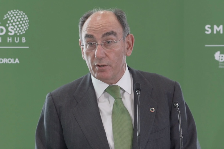 Declarações do presidente da Iberdrola, Ignacio Galán, e do deputado geral de Bizkaia, Unai Rementeria, durante a visita às instalações do centro