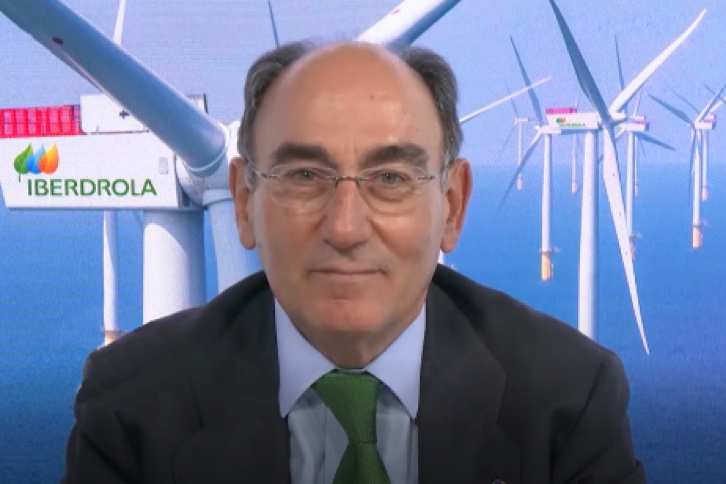The chairman of Iberdrola group, Ignacio Galán, during his participation in the virtual conference 'Business alignment with the Paris Agreement: from ambition to action' at Columbia University prior to COP26.