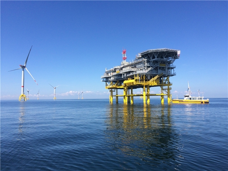 Subestación del parque eólico marino de Wikinger, en el Mar Báltico