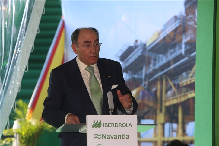 El presidente de Iberdrola, Ignacio Galán, durante su intervención en el acto de entrega de la subestación Andalucía II.