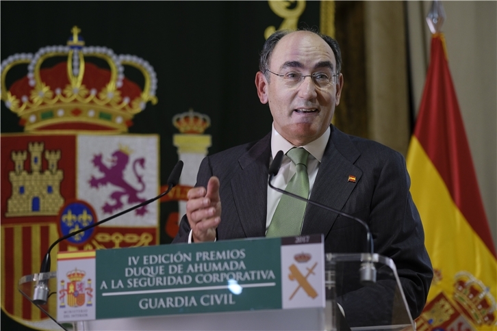 Ignacio Galán recoge el premio Duque de Ahumada a la excelencia en la seguridad corporativa, otorgado a Iberdrola por la Guardia Civil