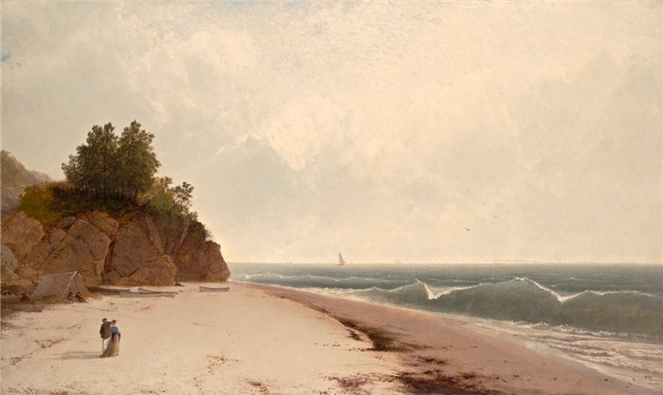 John Frederick Kensett. Artista americano, 1816-1872. Escena costera con figuras, Beverly Shore. 1869