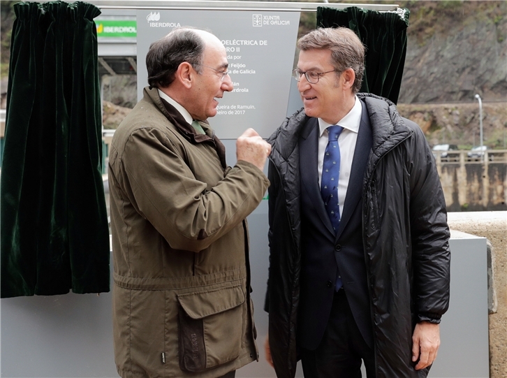 El presidente de Iberdrola, Ignacio Galán, y el presidente de la Xunta de Galicia, Alberto Núñez Feijóo, inauguran la nueva central hidroeléctrica de San Pedro II