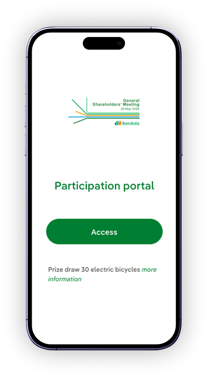 Initial screen of the participation portal on a mobile phone