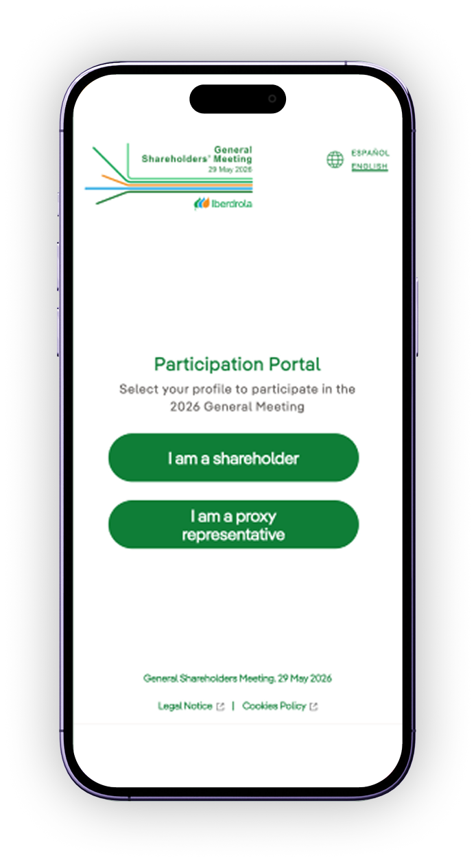 Participation portal screen with the I am a shareholder option
