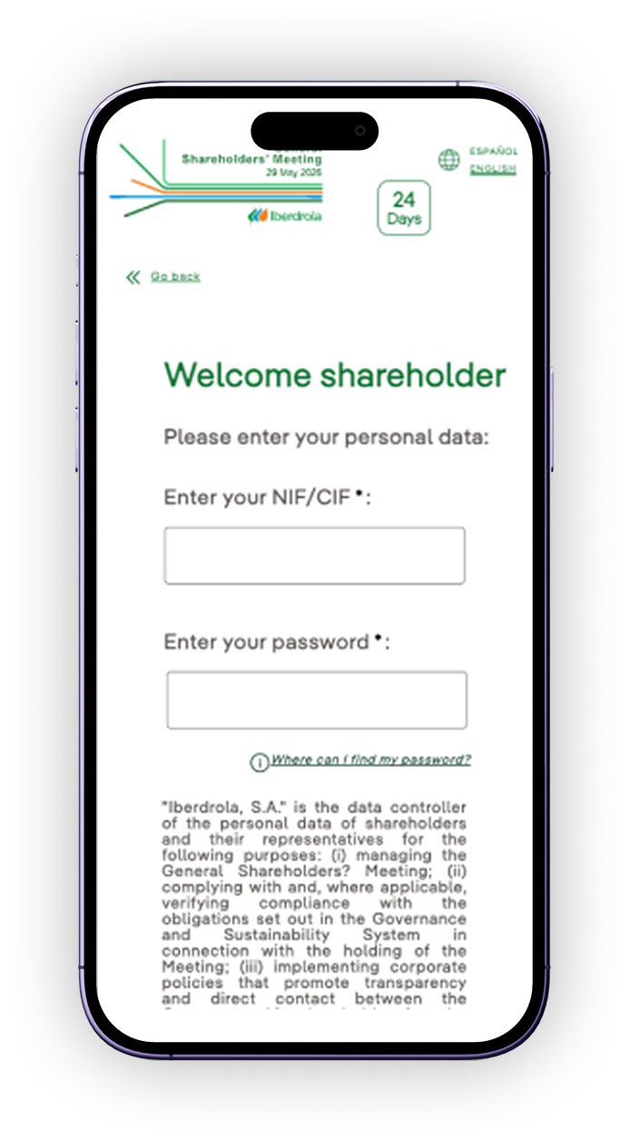 Identification screen for corporate shareholders
