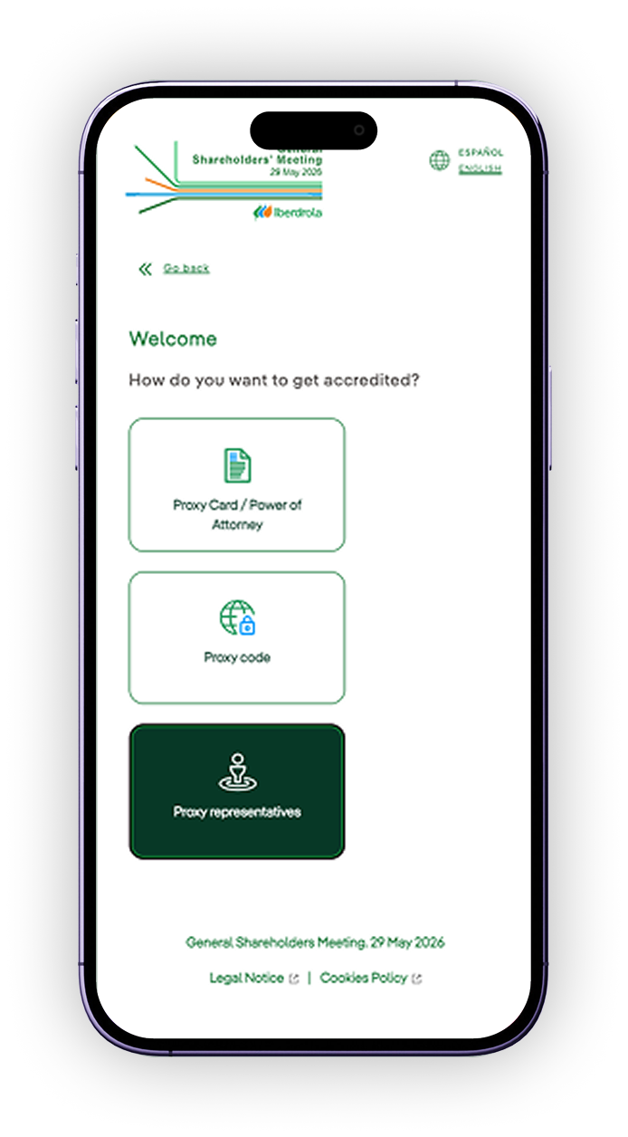 Access screen for legal proxies using the card password