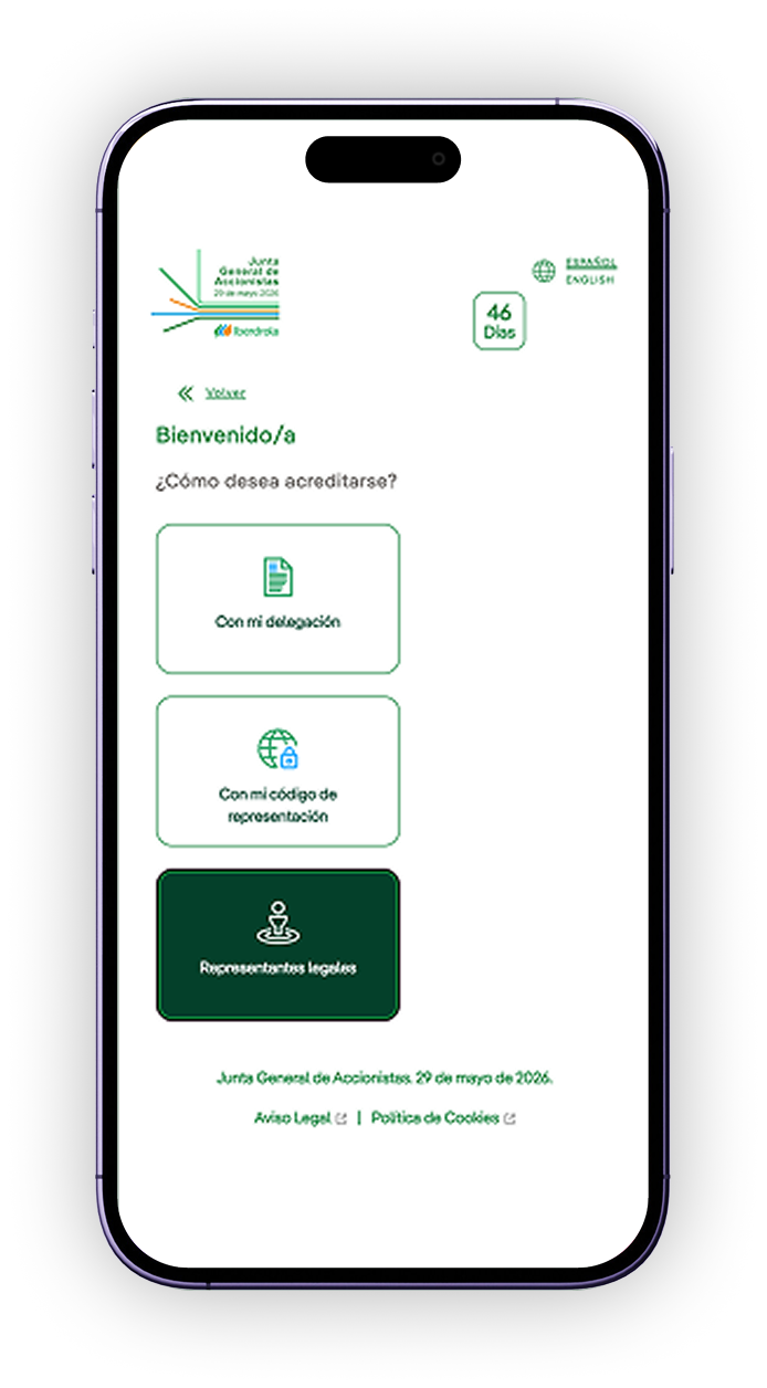 Pantalla de acceso para representantes legales con contraseña de la tarjeta