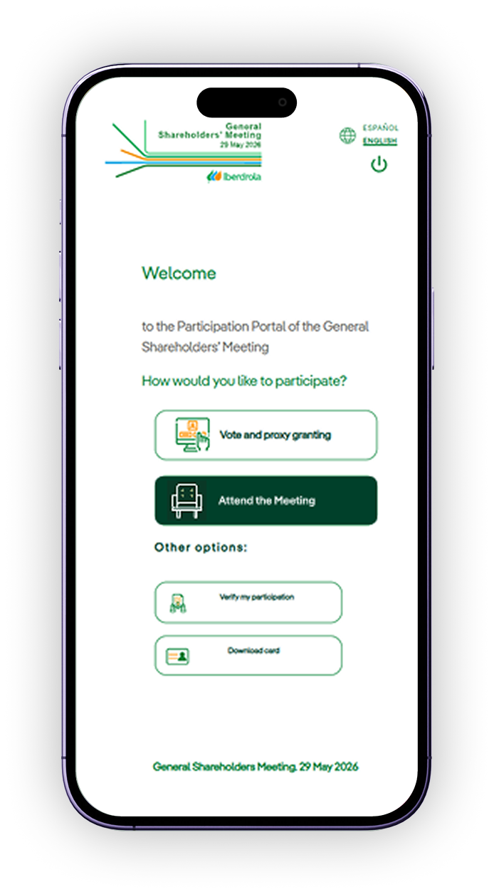 Participation portal screen with the Attend the Meeting option
