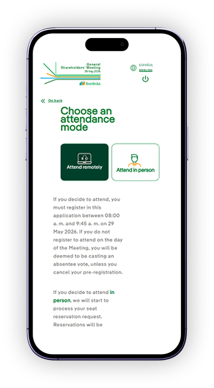 Participation portal screen with the Remote attendance option