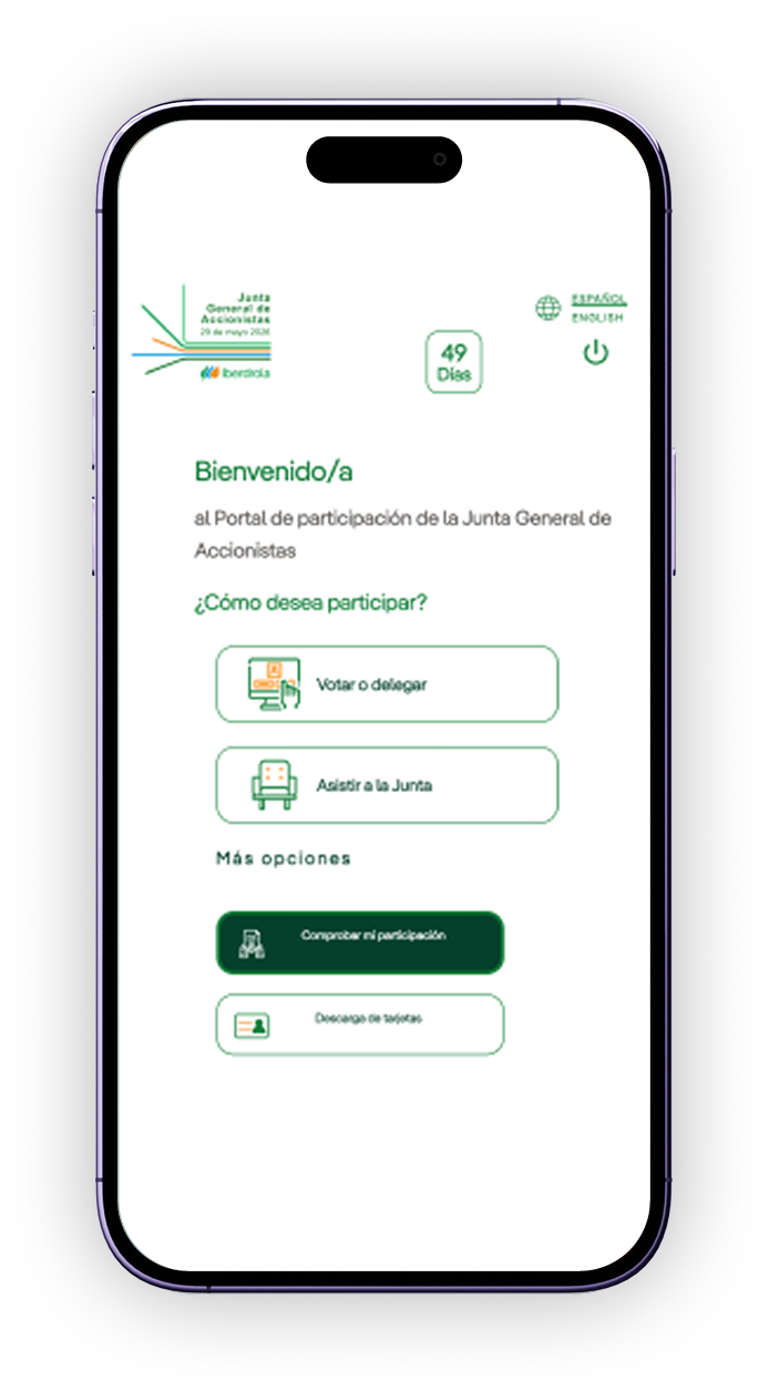 Pantalla del Portal de participación con la opción Comprobar mi participación